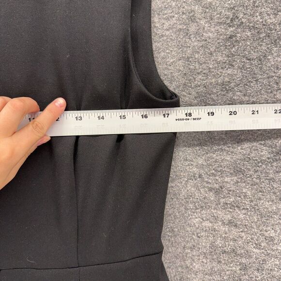 Calvin Klein Dress Women 8 Black Striped Sheath Midi Zipper Sleeveless Rayon - Picture 3 of 7